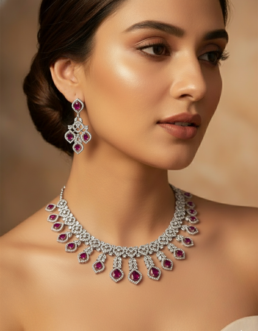 Rani Pink AD Necklace Set