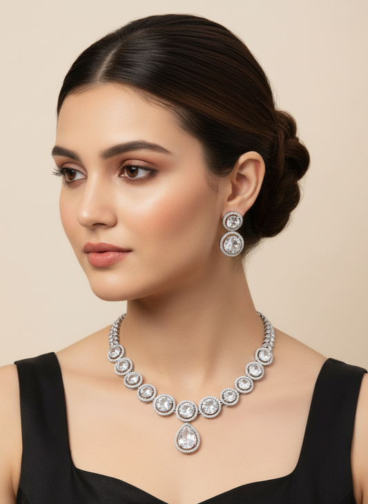 White Stone American Diamond Necklace