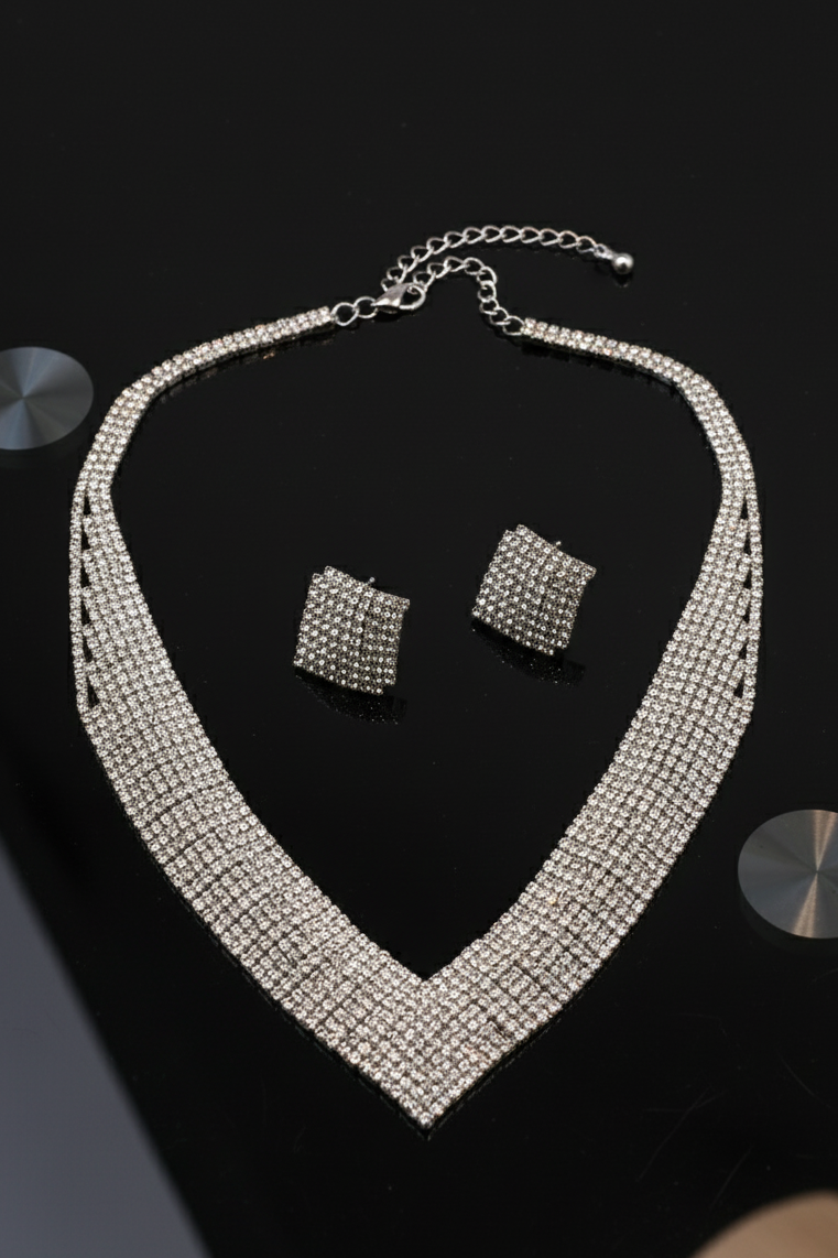 White Stone Silver Necklace