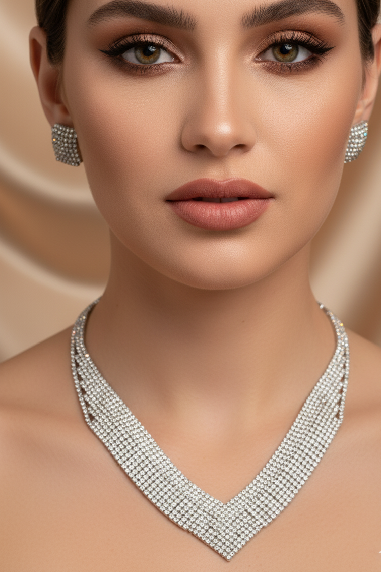 White Stone Silver Necklace