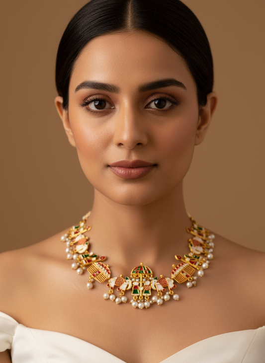 Multicolour White Pearl Necklace