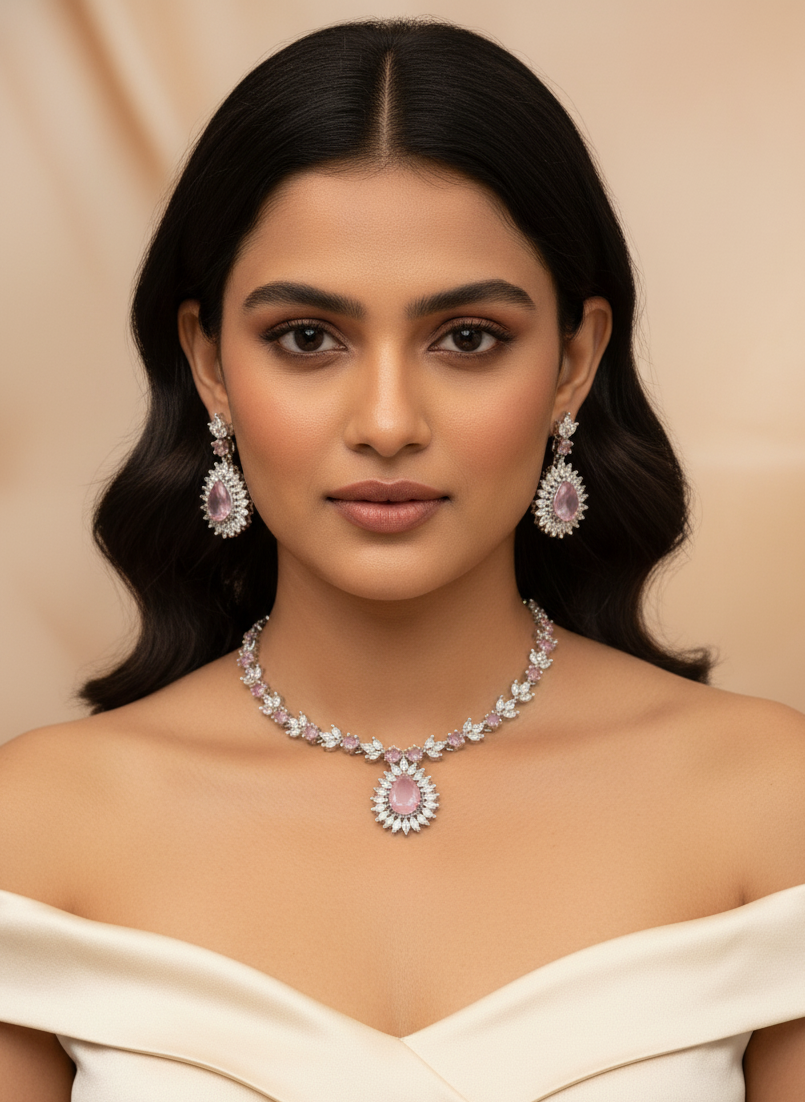 Pastel Pink AD Necklace