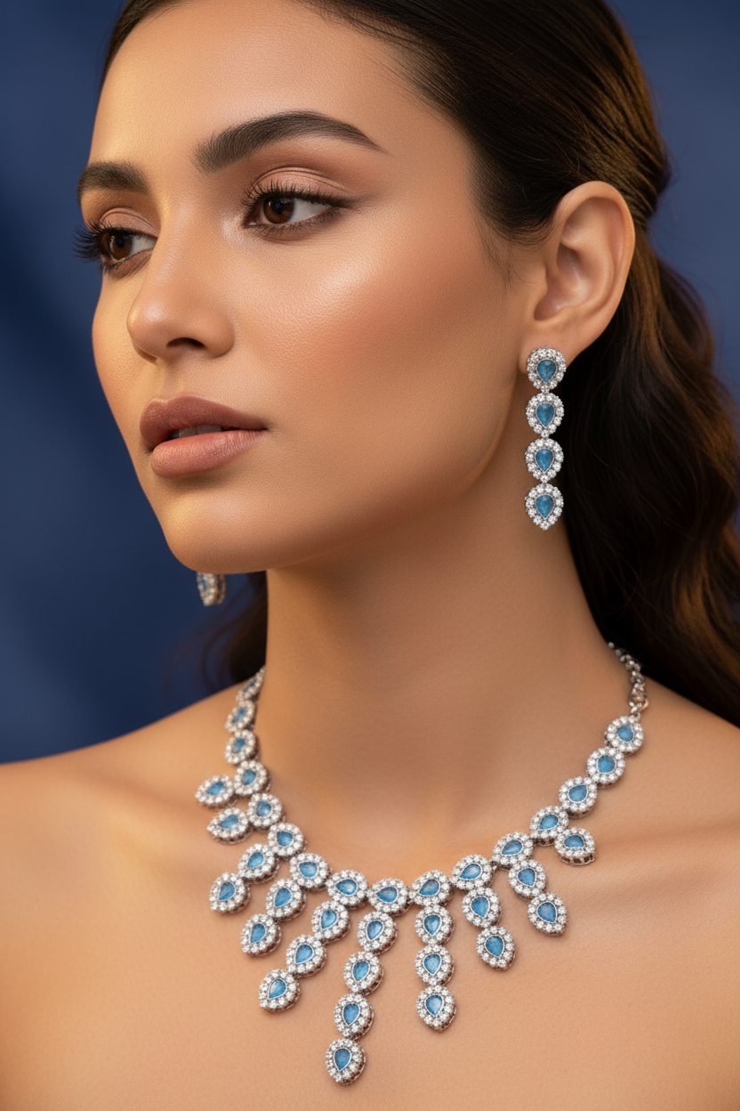 Blue Stone AD Necklace