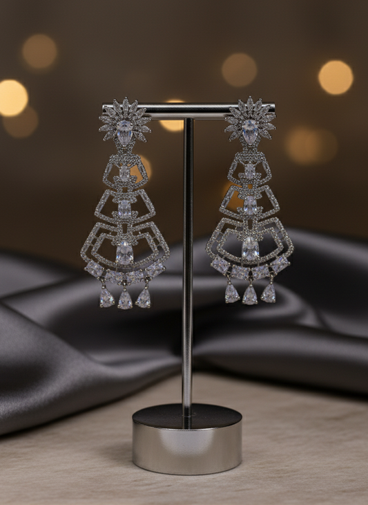 White Stone AD Earrings