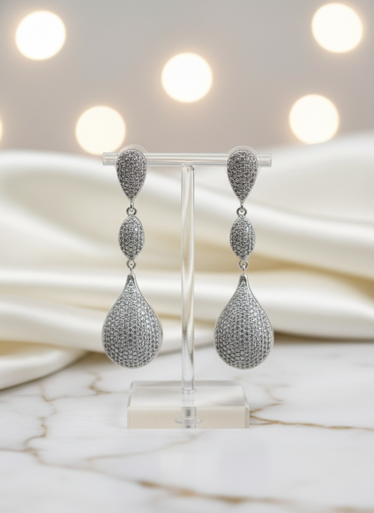White Stone AD Earrings