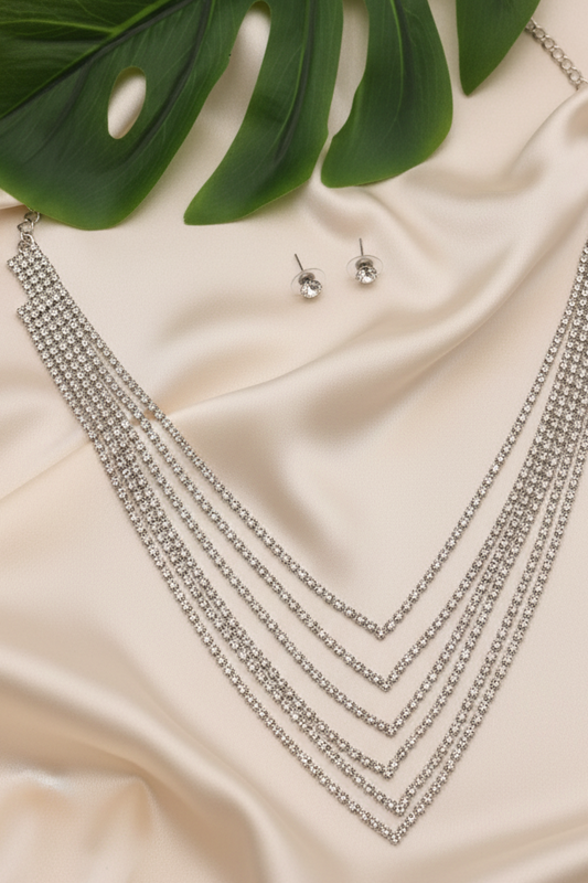 White Stone Silver Necklace