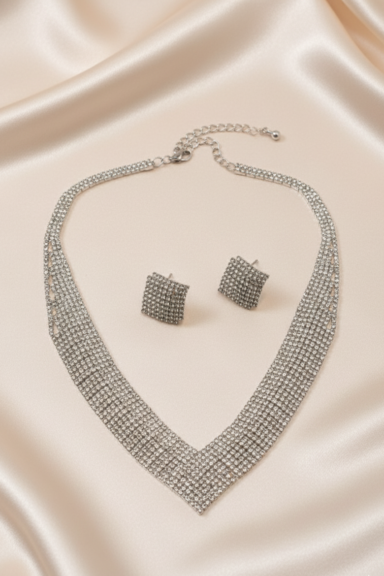 White Stone Silver Necklace