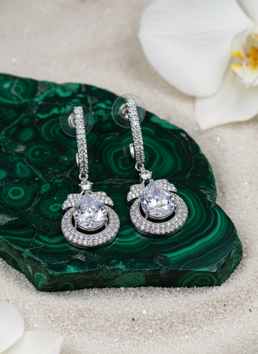 White Stone AD Earrings