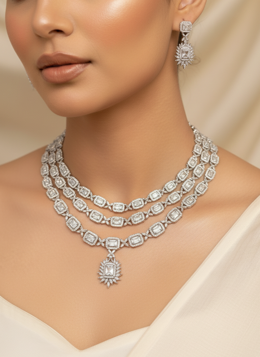 White Stone American Diamond Necklace