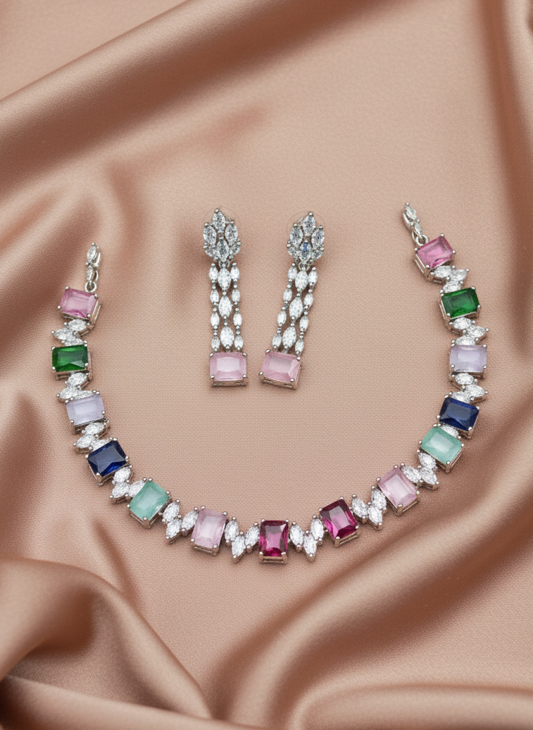 Multicolour AD Necklace