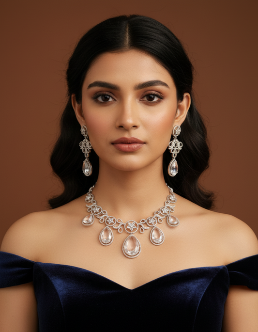White Stone American Diamond Necklace