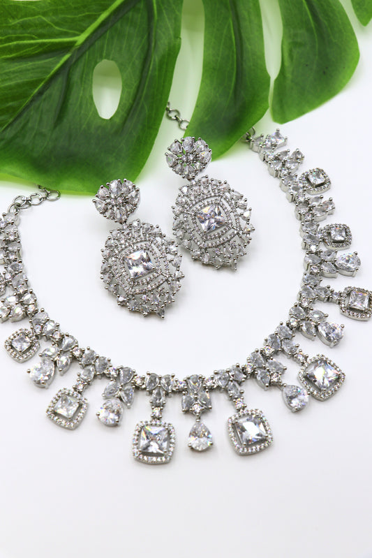 White Stone American Diamond Necklace