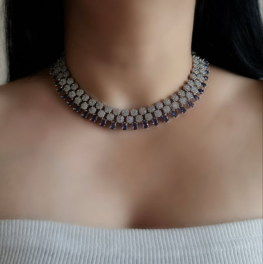 Purple Stone American Diamond Necklace