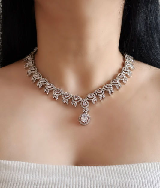 White Stone American Diamond Necklace