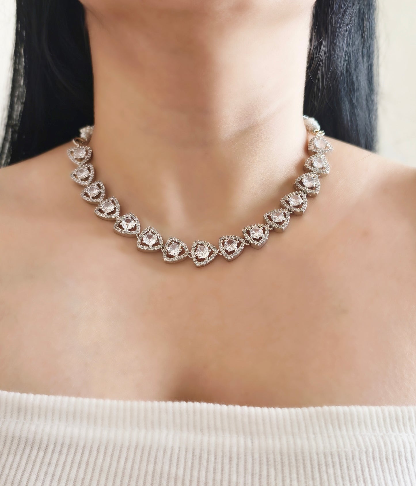 White Stone American Diamond Necklace