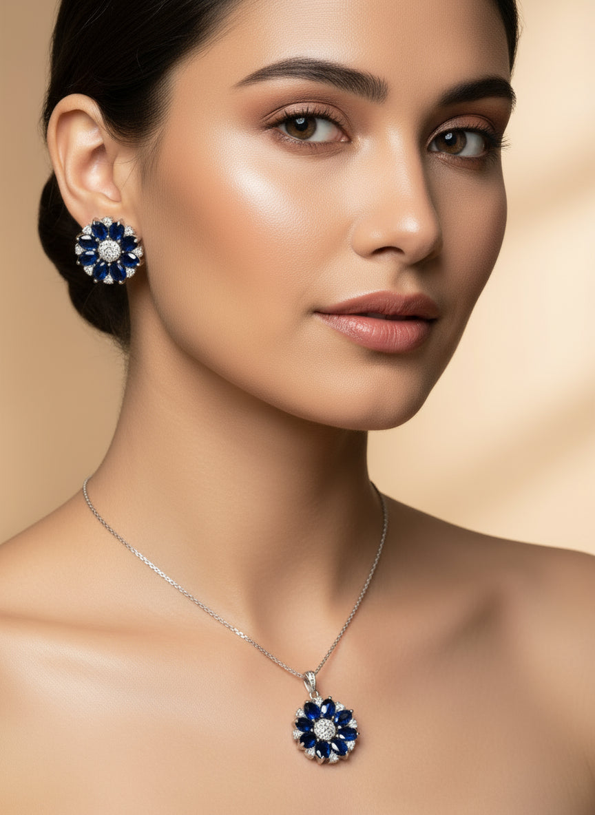 Blue Pendant AD Necklace