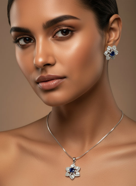 Blue Pendant AD Necklace