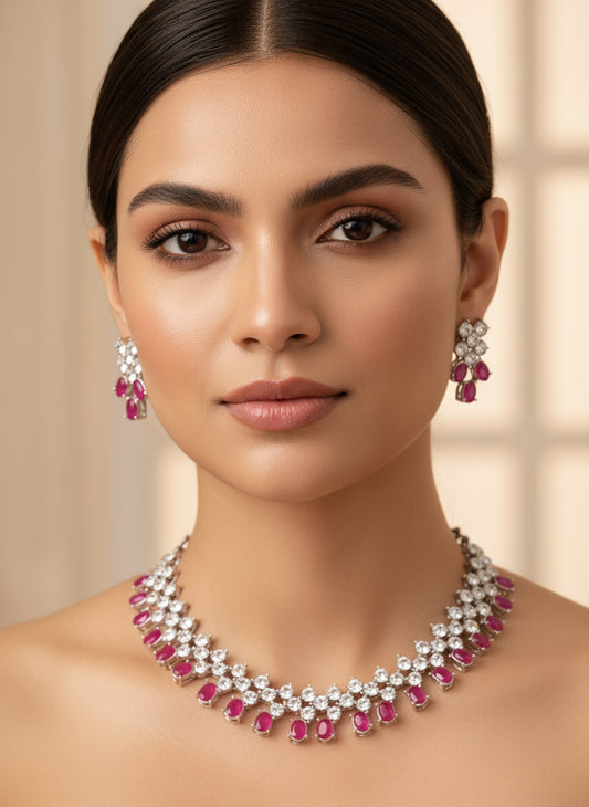 Rani Pink & White Necklace