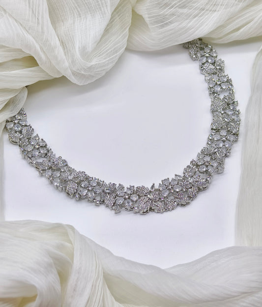 White Stone American Diamond Necklace Set